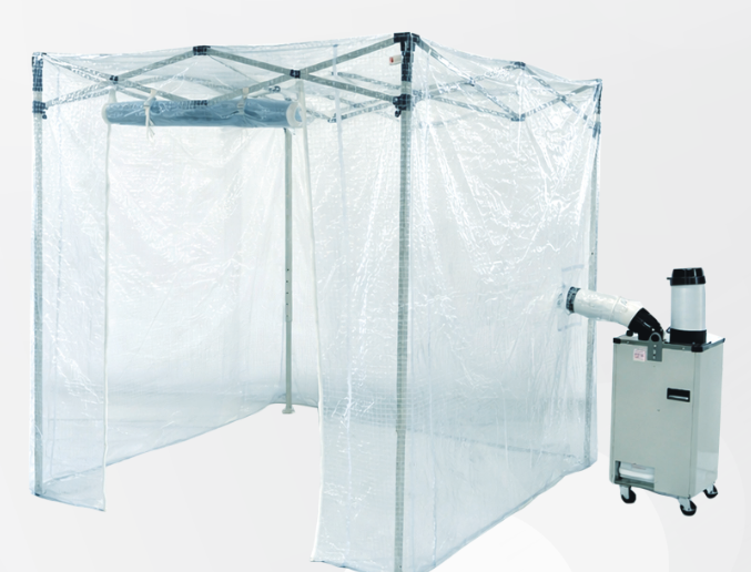 工場の暑さ対策に使用する透明シート製簡易ブースK-BOOTH